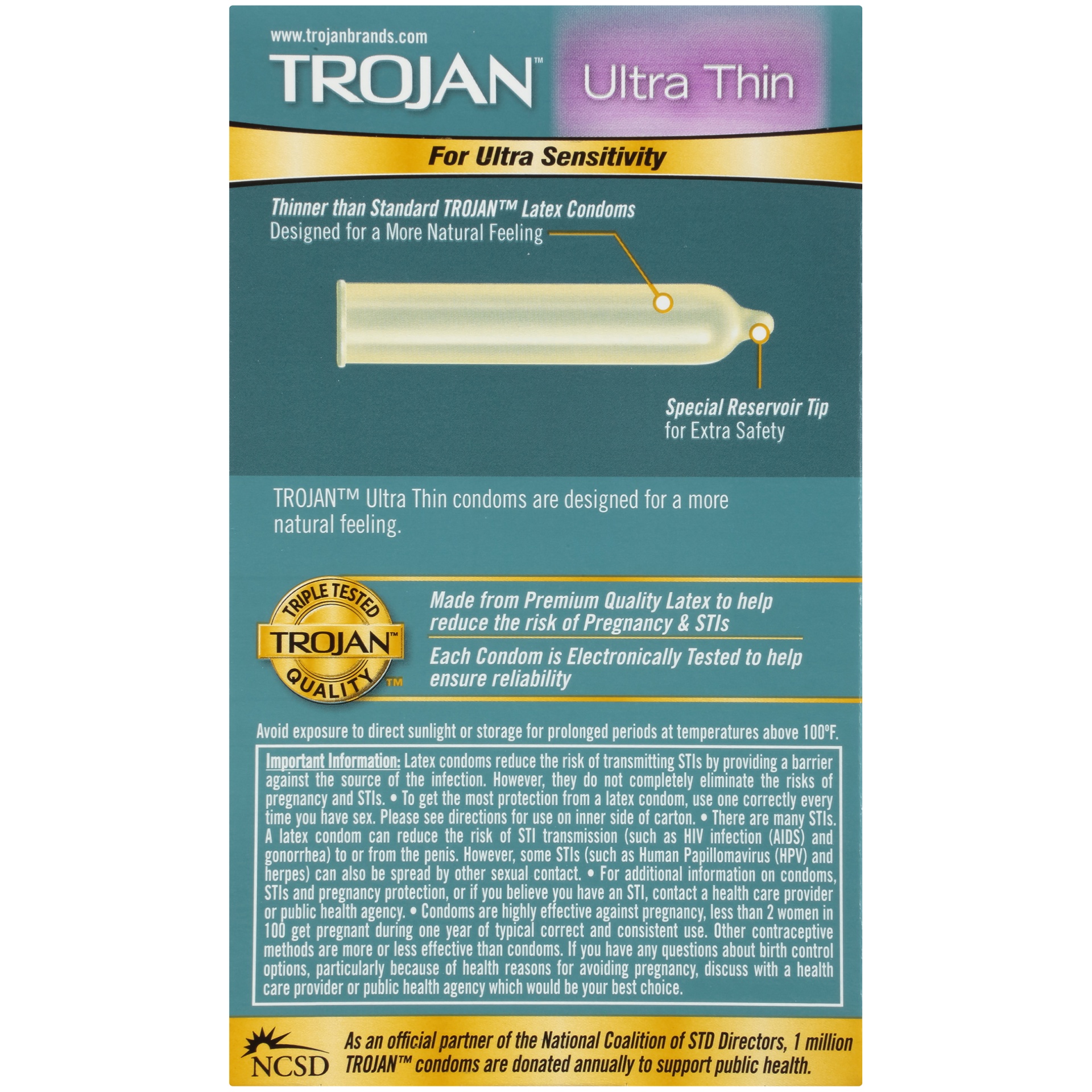 slide 7 of 7, Trojan Sensitivity Ultra Thin Premium Lubricant Premium Latex Condoms, 12 ct