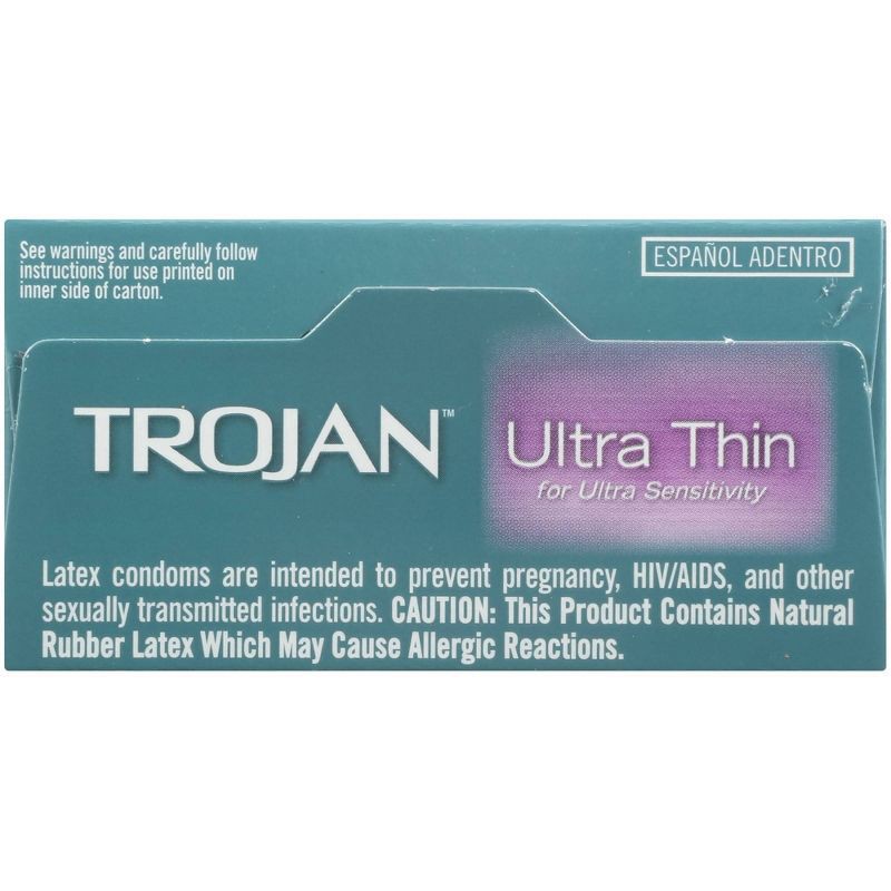 slide 3 of 9, Trojan Ultra Thin Lubricated Latex Condoms 12 ea, 12 ct