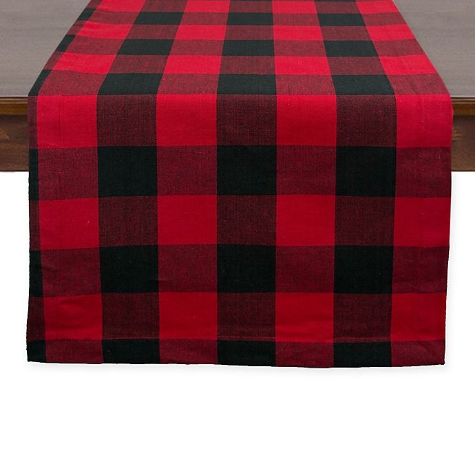 slide 1 of 3, Design Imports Buffalo Check Table Runner - Red, 72 in