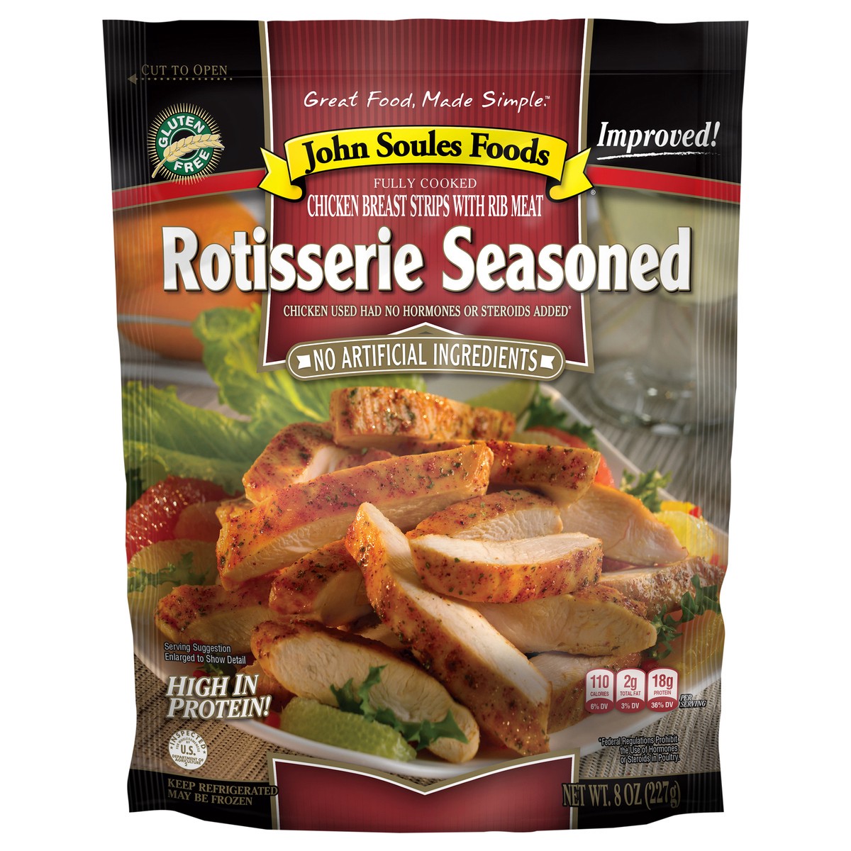 slide 10 of 11, John Soules Foods Rotisserie Seasoned Chicken Strips 8 OZ Bag, 8 oz