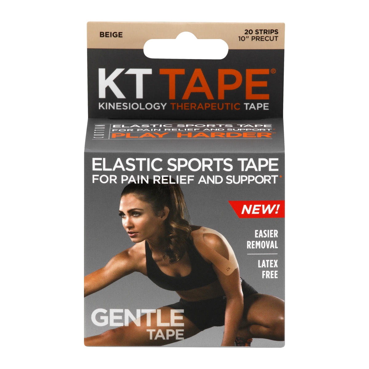 slide 1 of 1, KT Tape Therapeutic Tape, Gentle, Beige, 10 Inch Precut, 20 ct