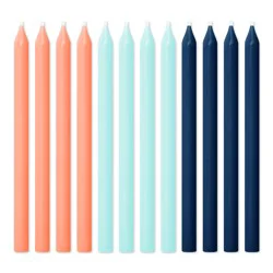 American Greetings Long Thin Orange, Green, & Blue Birthday Candles