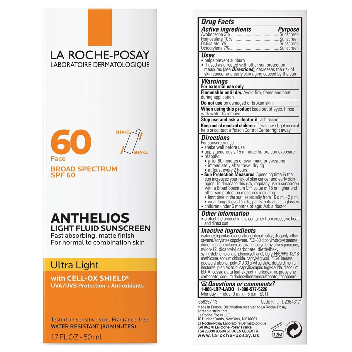 slide 5 of 6, La Roche-Posay Anthelios Tinted Ultra-Light Fluid Mineral Face Sunscreen with Titanium Dioxide - SPF 50 - 1.7 fl oz, 50 ct; 1.7 fl oz