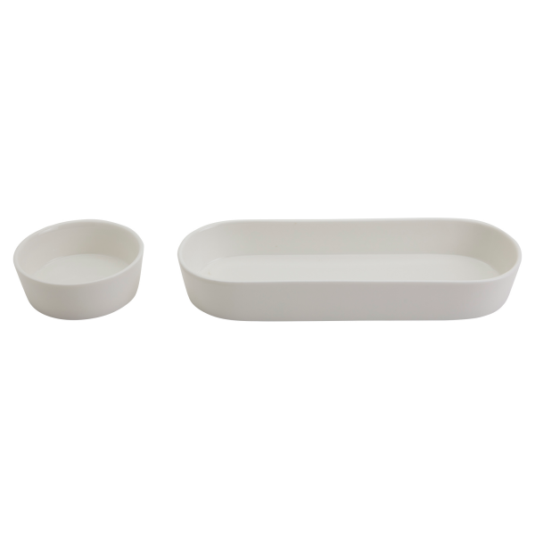 slide 11 of 13, Stoneware & Bamboo Serving Set 3-Piece, 3 ct
