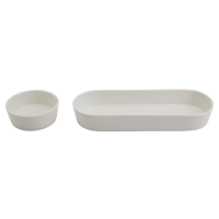 slide 4 of 13, Stoneware & Bamboo Serving Set 3-Piece, 3 ct