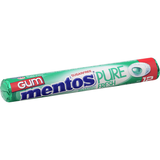 slide 1 of 1, Mentos Pure Fresh Gum, Sugar Free, Spearmint, 12 ct