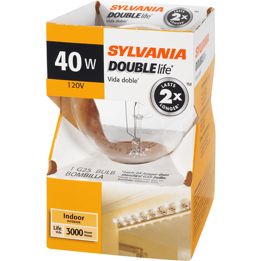 slide 3 of 8, Sylvania 40 Watt Double Life Indoor Light Bulb, 1 ct