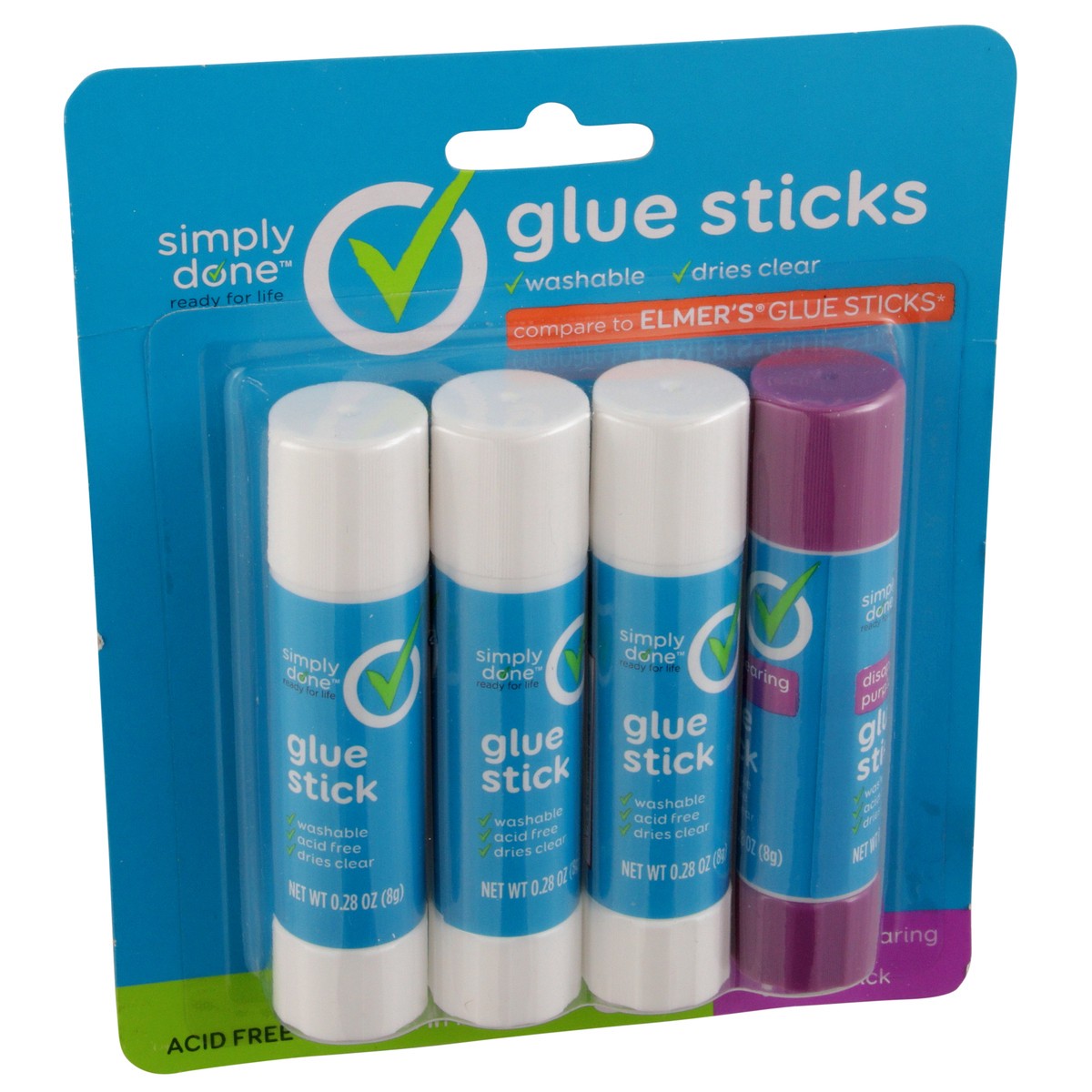 slide 8 of 9, Simply Done Glue Sticks White Purple, 4 ct