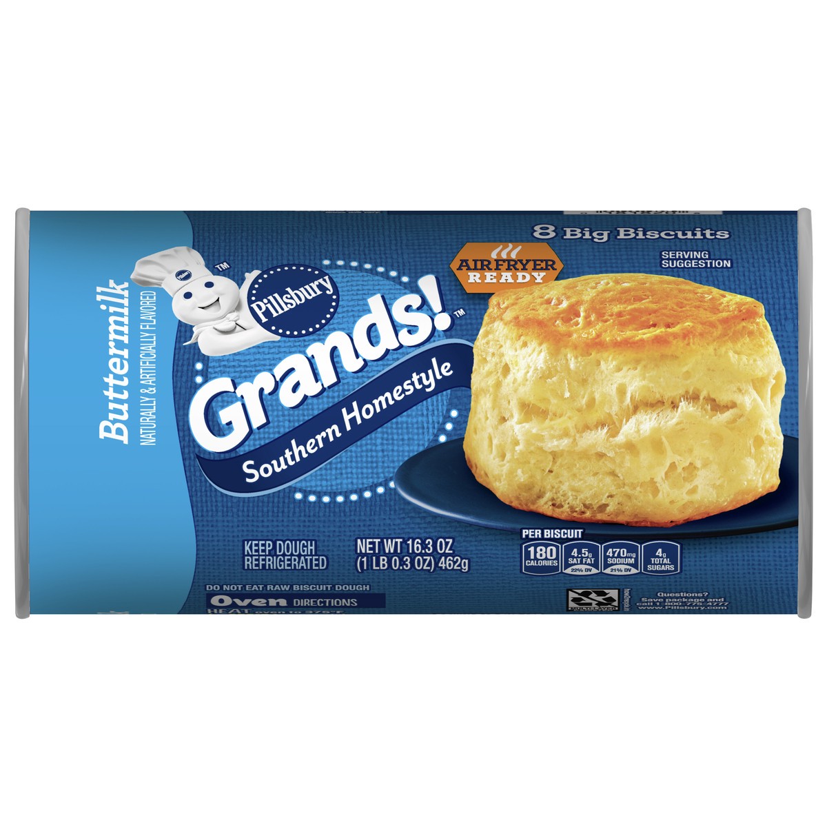 slide 8 of 14, Grands! Southern Homestyle Buttermilk Refrigerated Biscuit Dough, 8 Biscuits, 16.3 oz, 8 ct