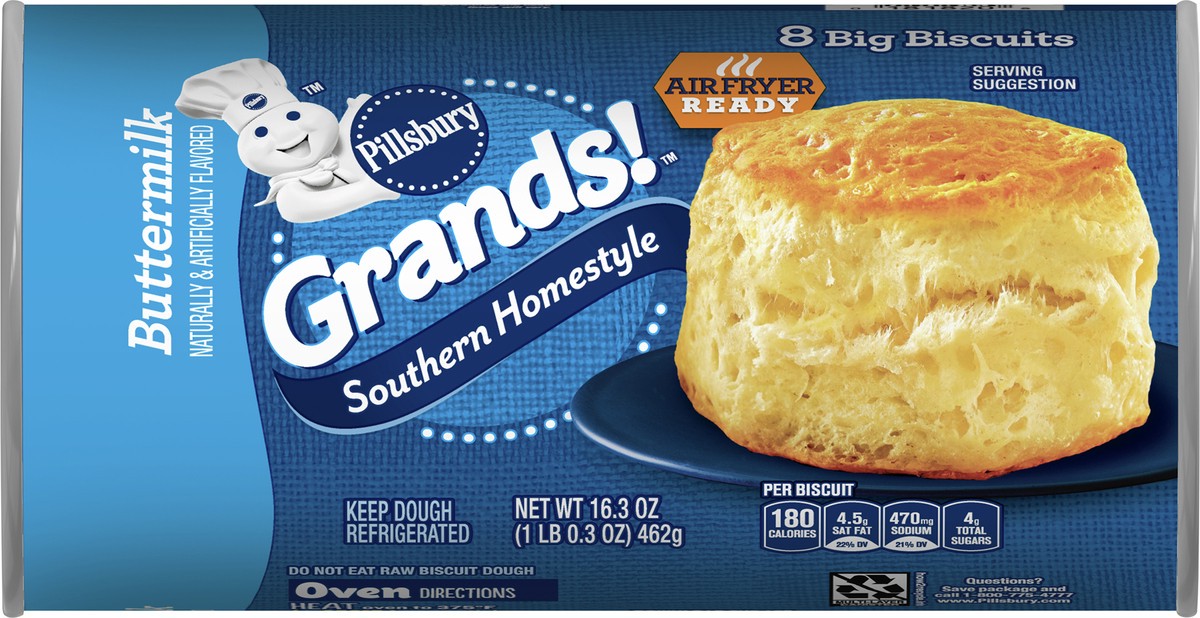 slide 3 of 14, Grands! Southern Homestyle Buttermilk Refrigerated Biscuit Dough, 8 Biscuits, 16.3 oz, 8 ct