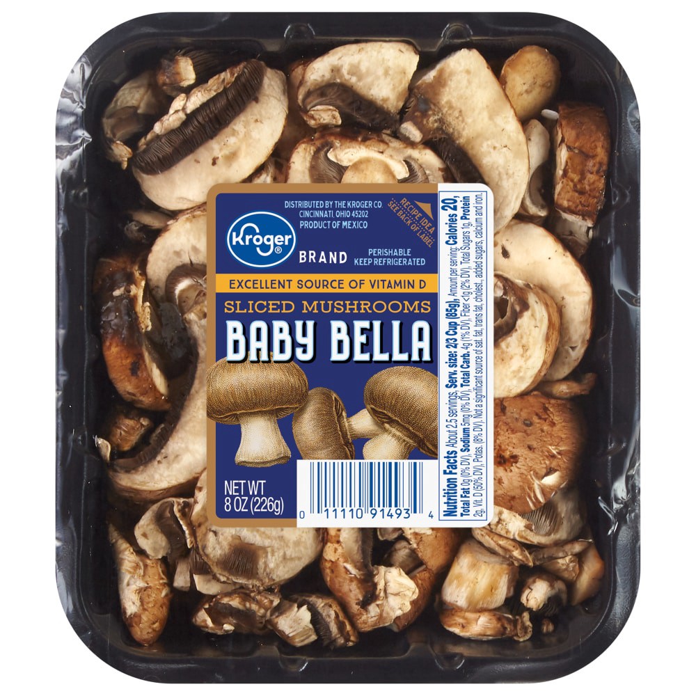 slide 1 of 2, Harris Teeter Sliced Baby Bellas, 8 oz