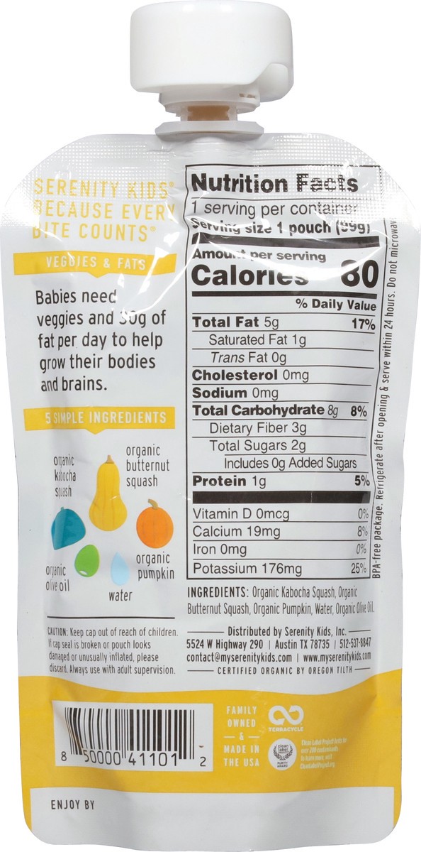 slide 9 of 9, Serenity Kids Organic Squashes with Organic Olive Oil Pouch, 3.5oz, 3.5 oz