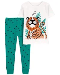 Carters Baby 2-Piece Tiger 100% Snug Fit Cotton Pajamas Green 24M