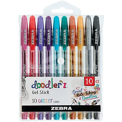 slide 1 of 1, Zebra Doodlerz Glitter Gel Stick Pens, 1 ct