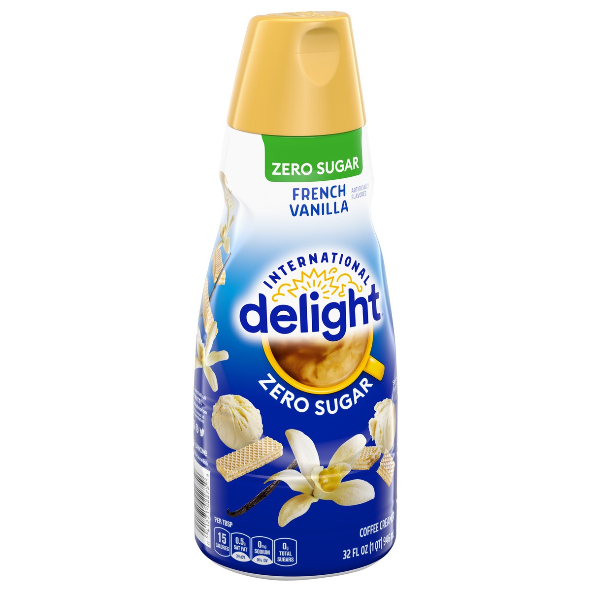 slide 6 of 12, International Delight Coffee Creamer, Zero Sugar French Vanilla, Refrigerated Flavored Creamer, 32 FL OZ Bottle, 32 fl oz