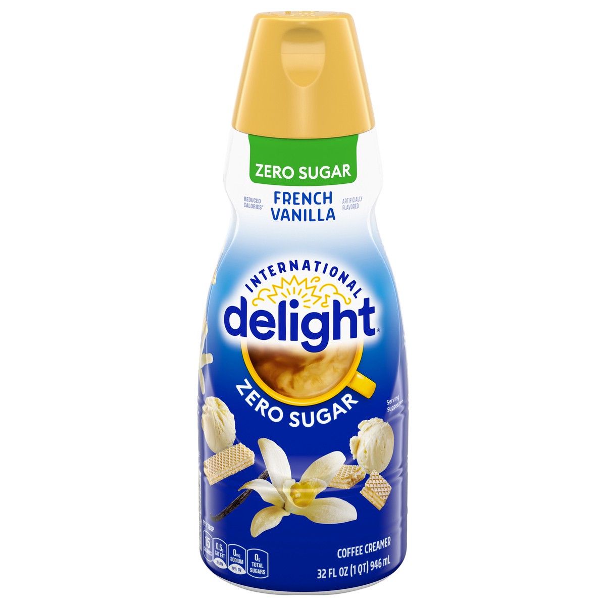 slide 1 of 12, International Delight Coffee Creamer, Zero Sugar French Vanilla, 32 FL OZ Bottle, 32 fl oz