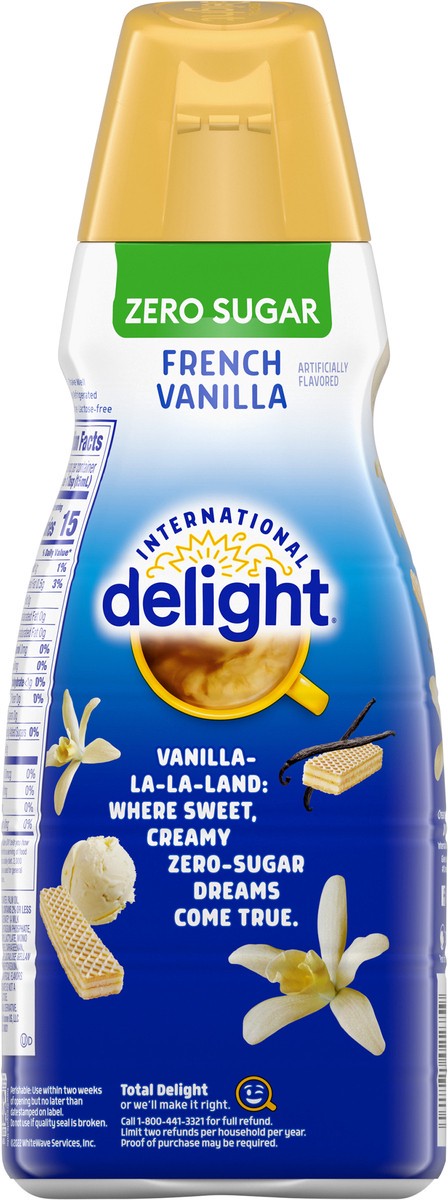 slide 5 of 12, International Delight Coffee Creamer, Zero Sugar French Vanilla, Refrigerated Flavored Creamer, 32 FL OZ Bottle, 32 fl oz