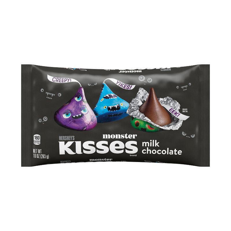 slide 1 of 6, Hershey's Kisses Monster Halloween Candy Milk Chocolate, 10 oz