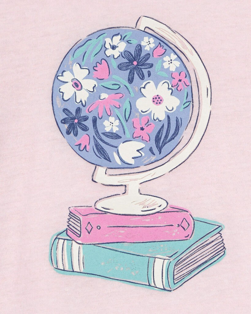 slide 2 of 2, Oshkosh Kid Floral Globe Graphic Tee Pink XL, 1 ct