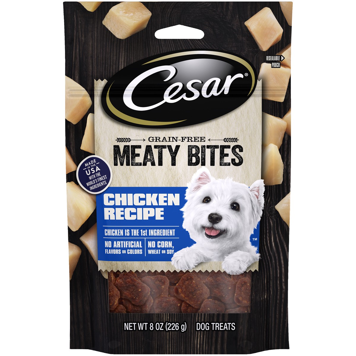 slide 1 of 13, Cesar Chicken Meaty Bites Dog Food, 8 oz