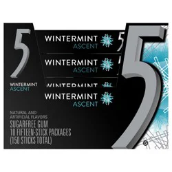 5 GUM Wintermint Ascent Sugar Free Chewing Gum Bulk, 15 Stick Box (Pack of 10)