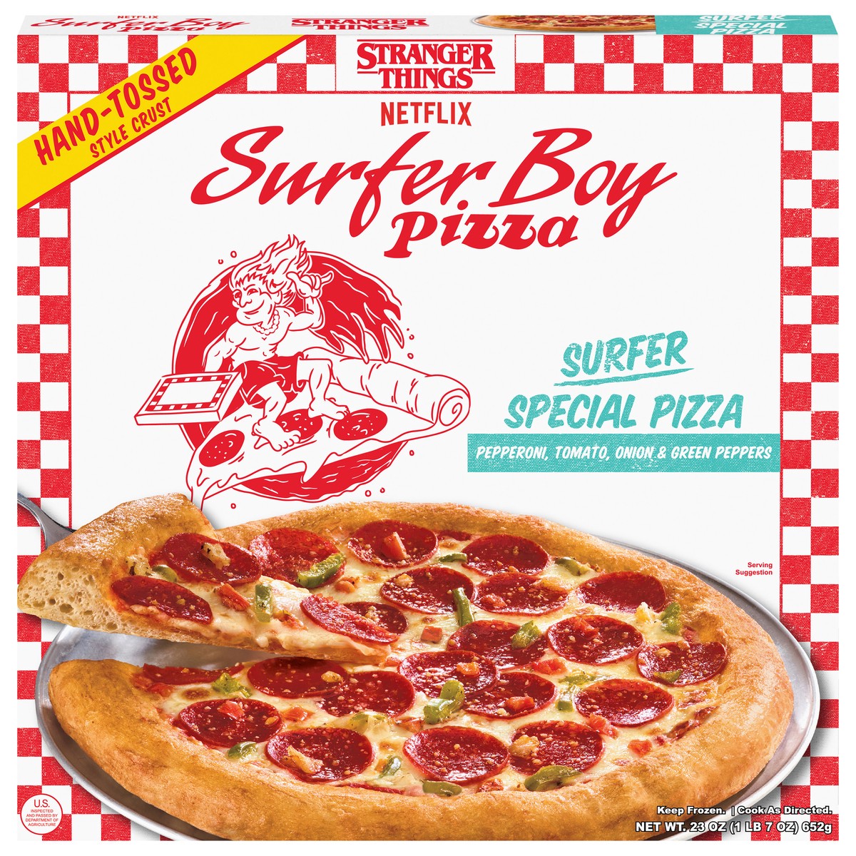 slide 10 of 13, Surfer Boy Pizza Hand-Tossed Style Crust Surfer Special Pizza 23 oz, 23 oz