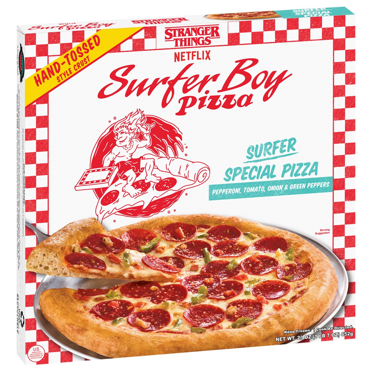 slide 3 of 13, Surfer Boy Pizza Hand-Tossed Style Crust Surfer Special Pizza 23 oz, 23 oz