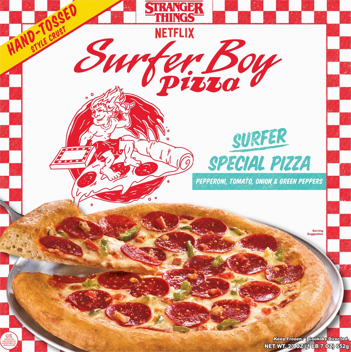 slide 9 of 13, Surfer Boy Pizza Hand-Tossed Style Crust Surfer Special Pizza 23 oz, 23 oz