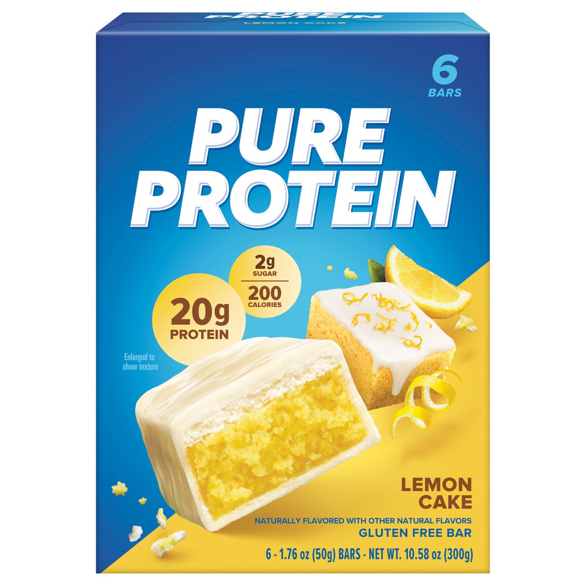 slide 1 of 1, Pure Protein Bars, Lemon Cake, 20 g Protein, 1.76 oz, 6 ct, 6 ct