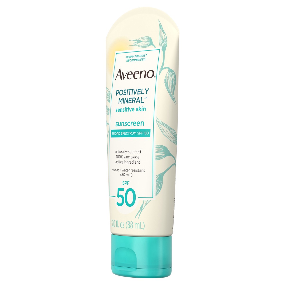 slide 2 of 7, Aveeno Positively Mineral Sensitive Sunscreen Lotion Spf 50, 3 Oz, 3 oz