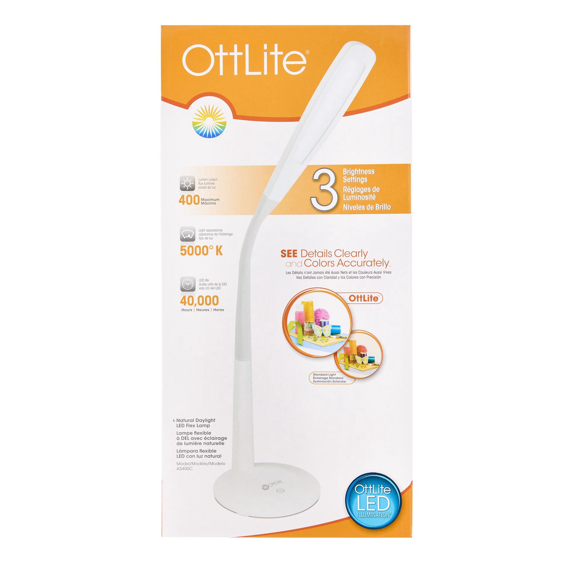 slide 5 of 6, Ott Lite Ottlite Natural Daylight Led Flex Lamp, 13.5 in to 25.5 in variable height