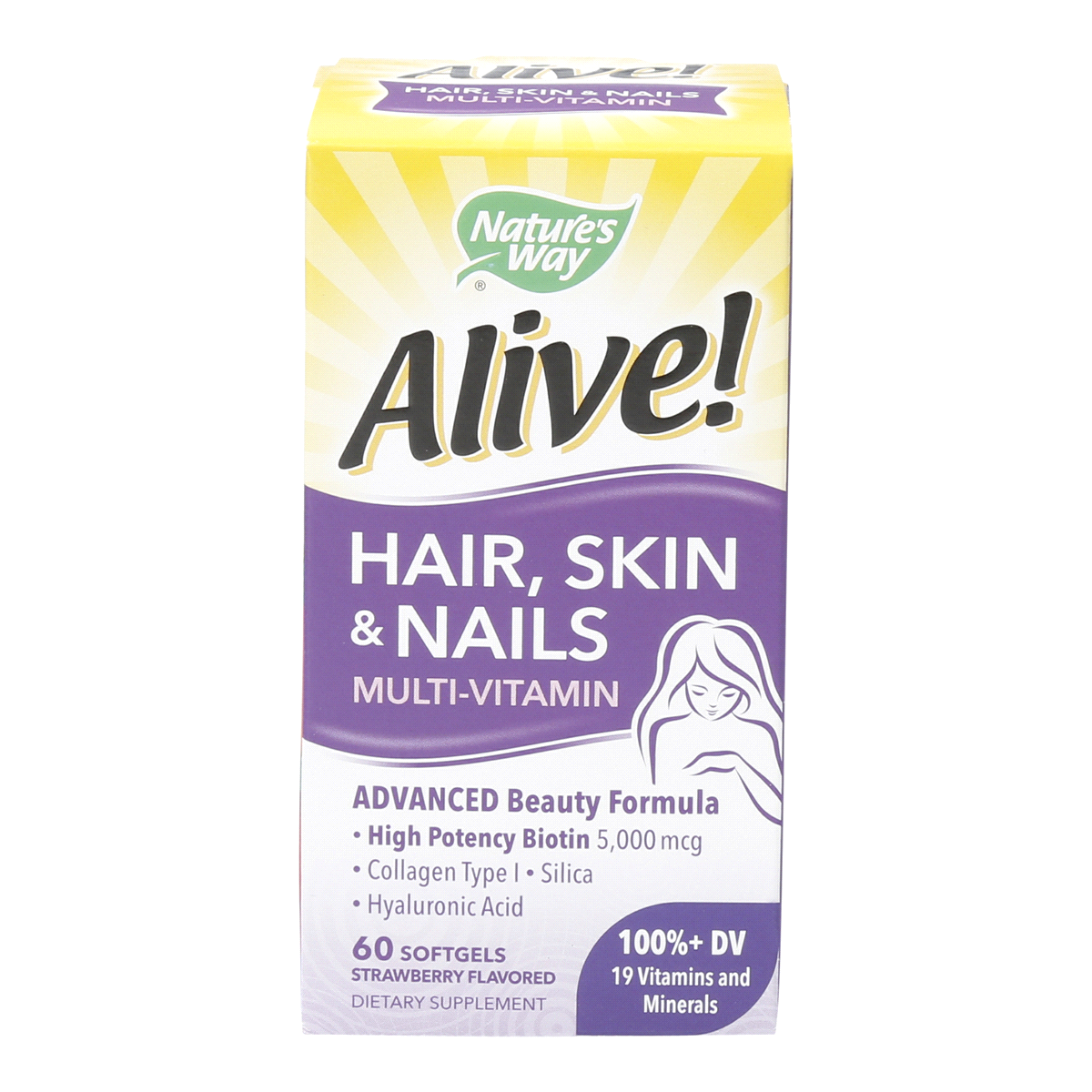 slide 1 of 1, Nature's Way Hair, Skin & Nails Multi-Vitamin, Strawberry, 60 ct