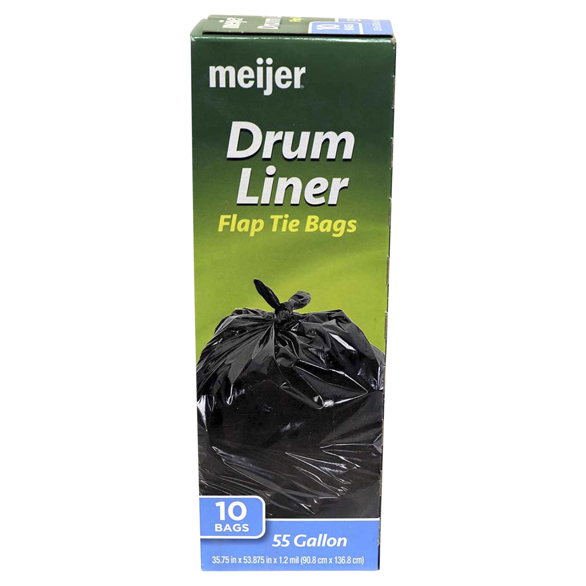 slide 1 of 1, Meijer Drum Liner Flap Tie Bags, 10 ct; 55 gal