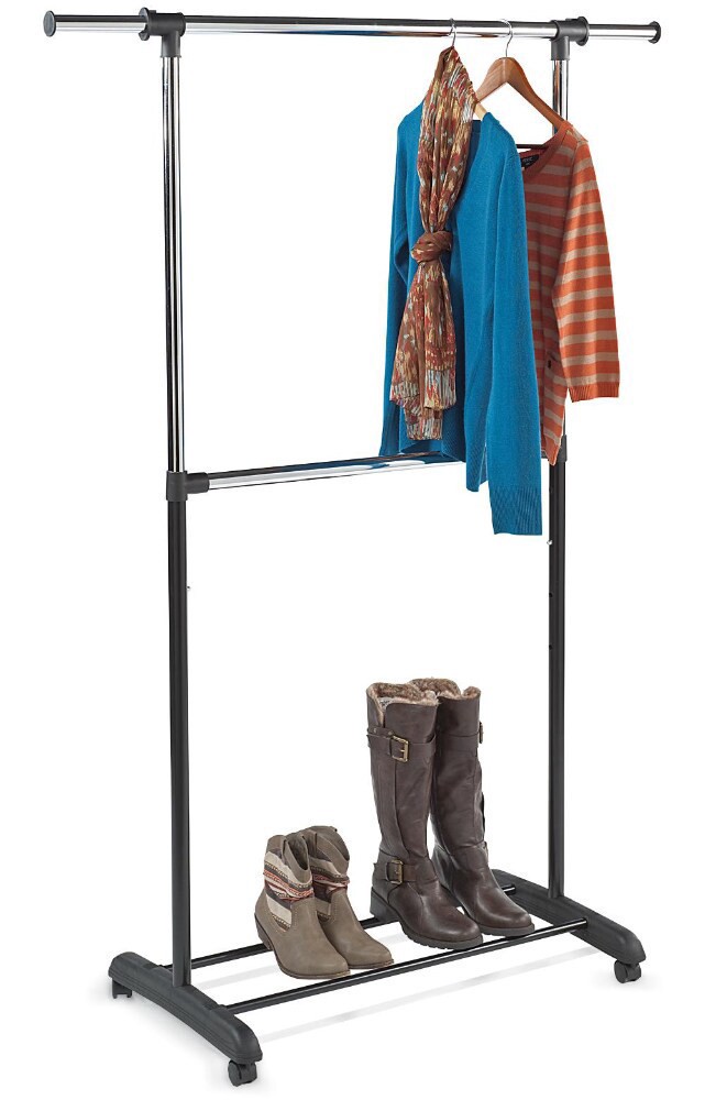 slide 3 of 4, Whitmor 2-Rod Adjustable Garment Rack - Black/Silver, 1 ct