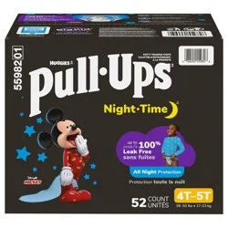 Pull-Ups Boys'' Night-Time Potty Training Pants, 4T-5T (38-50 lbs), 52 Ct