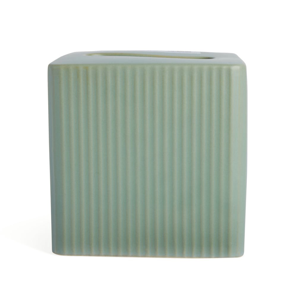 slide 2 of 2, Core Home Ceramic Tissue Box Cover - Green, 1 ct