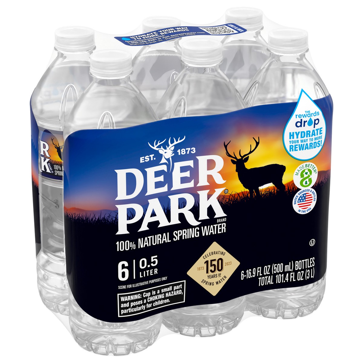 slide 7 of 8, DEER PARK Brand 100% Natural Spring Water, 16.9-ounce plastic bottle (Pack of 6), 6 ct