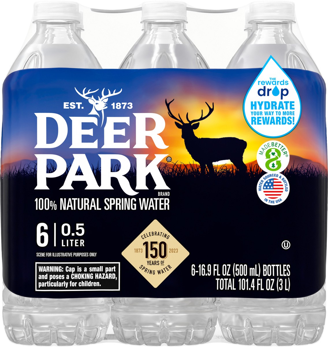 slide 8 of 8, DEER PARK Brand 100% Natural Spring Water, 16.9-ounce plastic bottle (Pack of 6), 6 ct