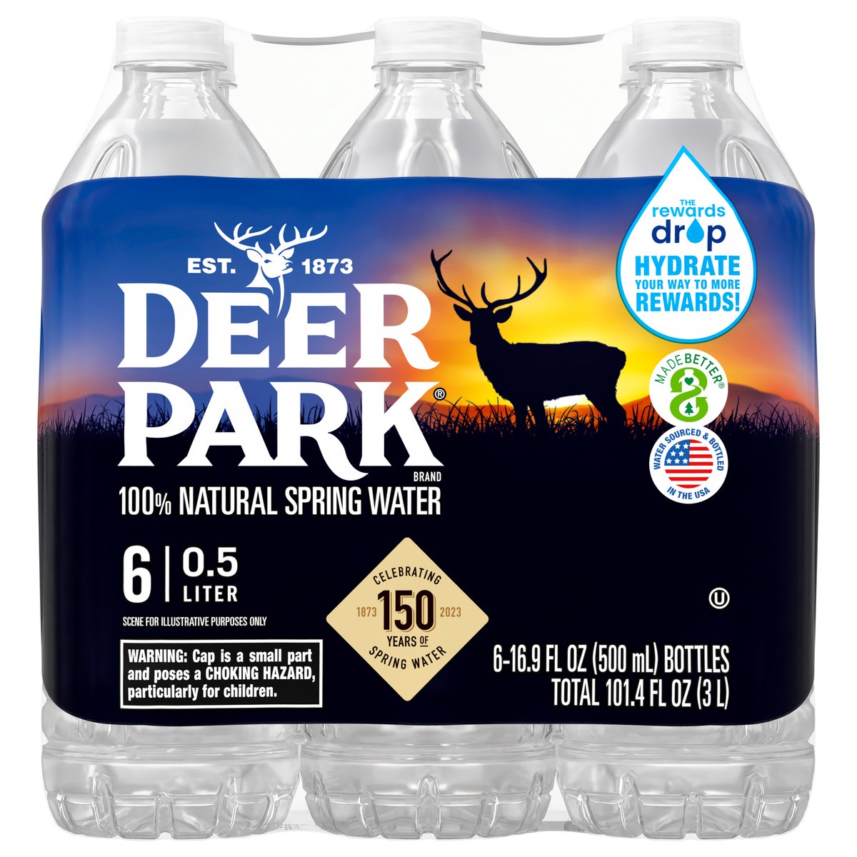 slide 1 of 8, DEER PARK Brand 100% Natural Spring Water, 16.9-ounce plastic bottle (Pack of 6), 6 ct