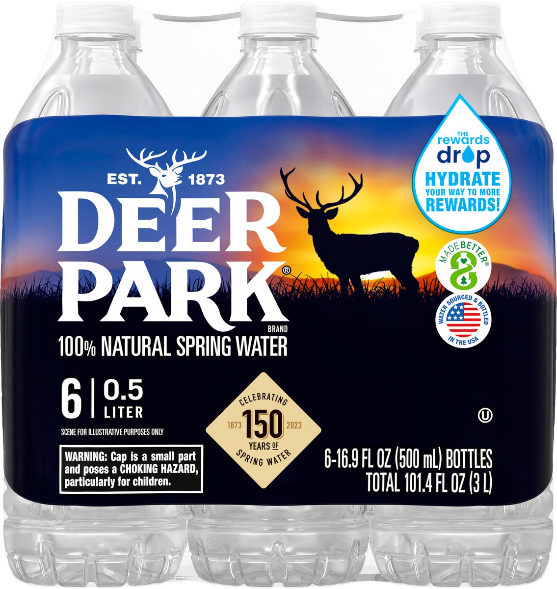 slide 3 of 8, DEER PARK Brand 100% Natural Spring Water, 16.9-ounce plastic bottle (Pack of 6), 6 ct