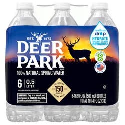 DEER PARK Brand Spring Water, 16.9-ounce plastic bottle (Pack of 6)