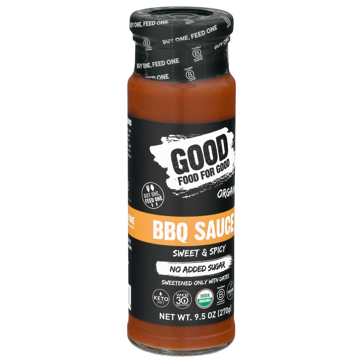 slide 7 of 9, Good Food For Good No Added Sugar Organic Sweet & Spicy BBQ Sauce 9.5 oz, 9.5 oz