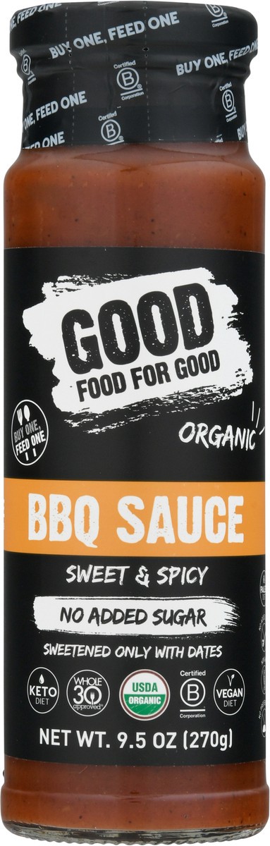 slide 8 of 9, Good Food For Good No Added Sugar Organic Sweet & Spicy BBQ Sauce 9.5 oz, 9.5 oz