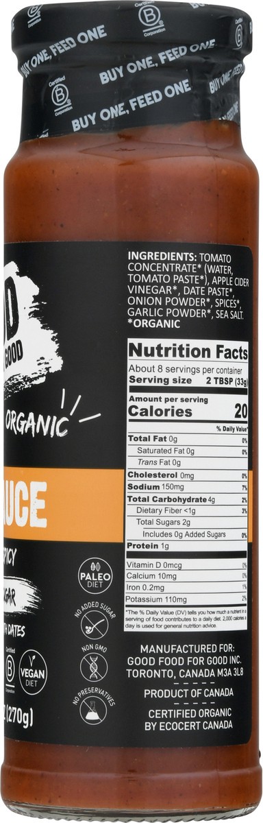 slide 5 of 9, Good Food For Good No Added Sugar Organic Sweet & Spicy BBQ Sauce 9.5 oz, 9.5 oz
