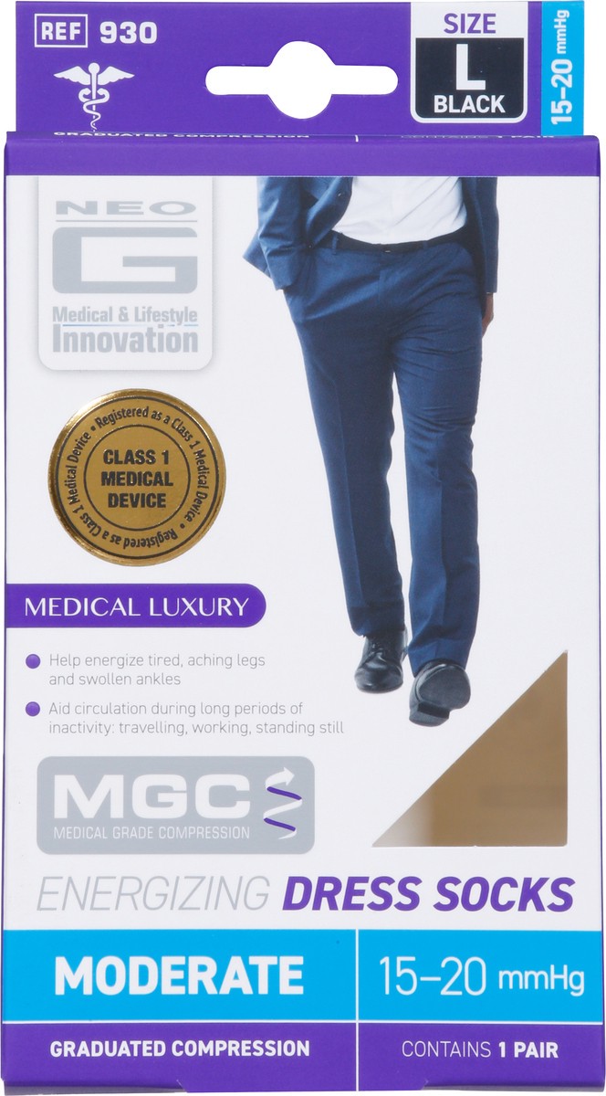 slide 10 of 13, Neo G Black Moderate Energizing Dress Socks Large 1 Pair, 1 ct