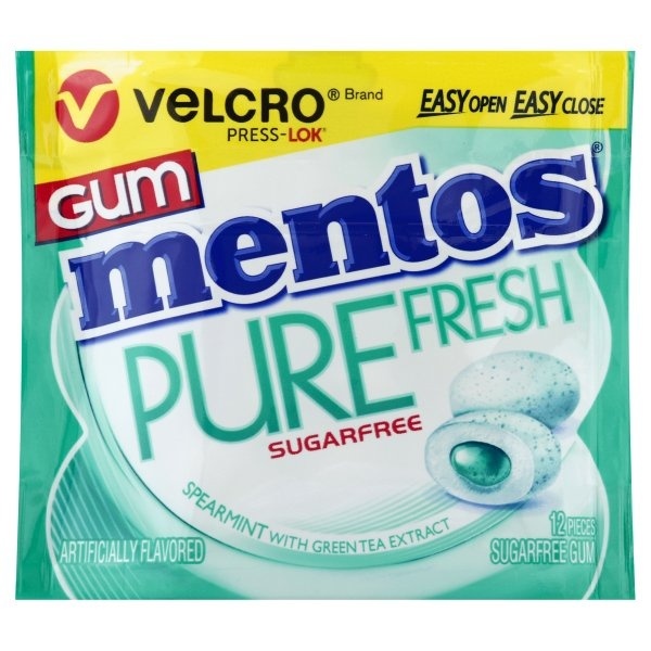 slide 1 of 1, Mentos Pure Fresh Spearmint Sugar Free Gum, 12 ct
