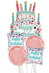 Happy Birthday Cake Helium Filled Balloon Bouquet