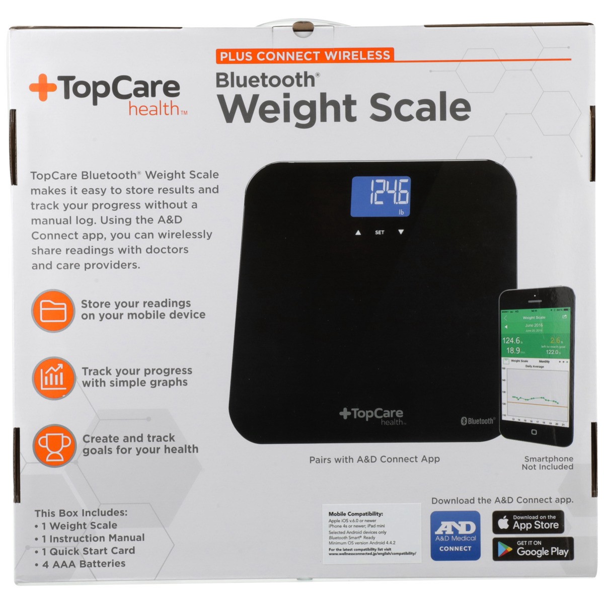 slide 5 of 8, TopCare Plus Connect Wireless Bluetooth Weight Scale, 1 ct
