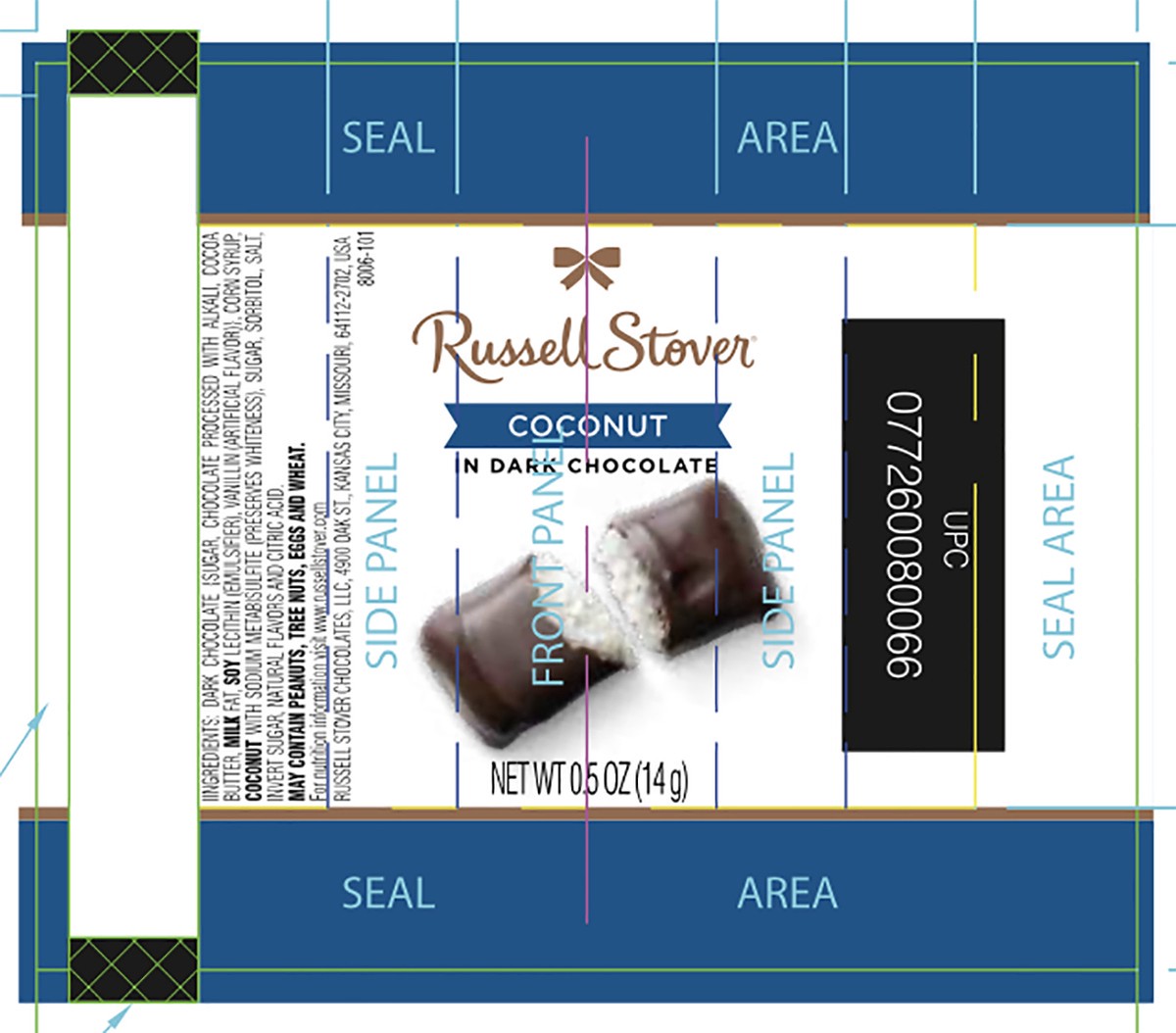 slide 5 of 12, Russell Stover Coconut Dark Chocolate, 0.5 oz