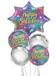 Happy Birthday Star Helium Filled Balloon Bouquet